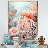 Pink Jellyfish Undersea Wonders - Jellyfish Framed Canvas Art