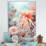 Pink Jellyfish Undersea Wonders - Jellyfish Framed Canvas Art