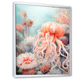 Pink Jellyfish Undersea Wonders - Jellyfish Framed Canvas Art