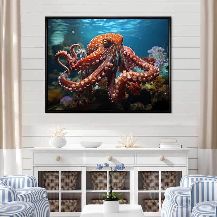 The Graceful Octopus - Octopus Large Canvas Wall Art