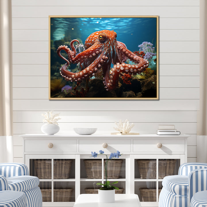 The Graceful Octopus - Octopus Large Canvas Wall Art