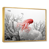 Monochrome Coral And Grey Octopus Paddle - Octopus Bedroom Wall Art