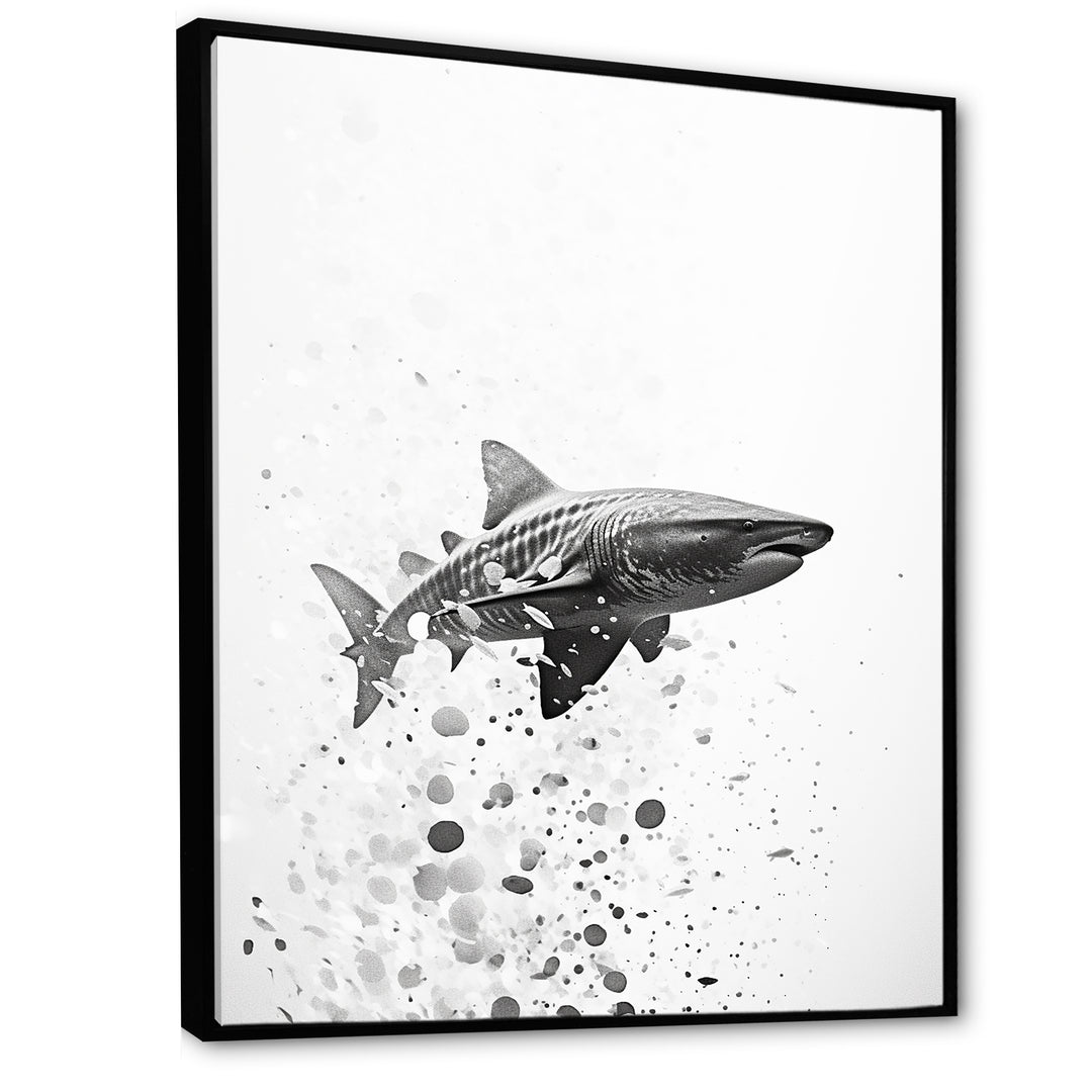 Monochrome Grey Shark Dance - Shark Wall Art Prints