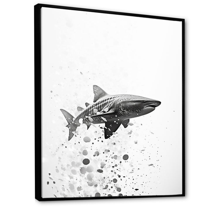 Monochrome Grey Shark Dance - Shark Wall Art Prints