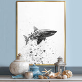 Monochrome Grey Shark Dance - Shark Wall Art Prints