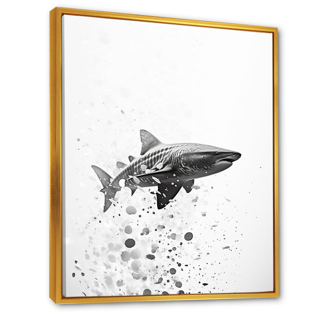 Monochrome Grey Shark Dance - Shark Wall Art Prints