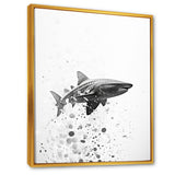 Monochrome Grey Shark Dance - Shark Wall Art Prints