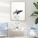 Monochrome Grey Shark Dance - Shark Wall Art Prints