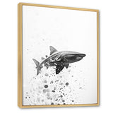 Monochrome Grey Shark Dance - Shark Wall Art Prints