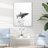Monochrome Grey Shark Dance - Shark Wall Art Prints