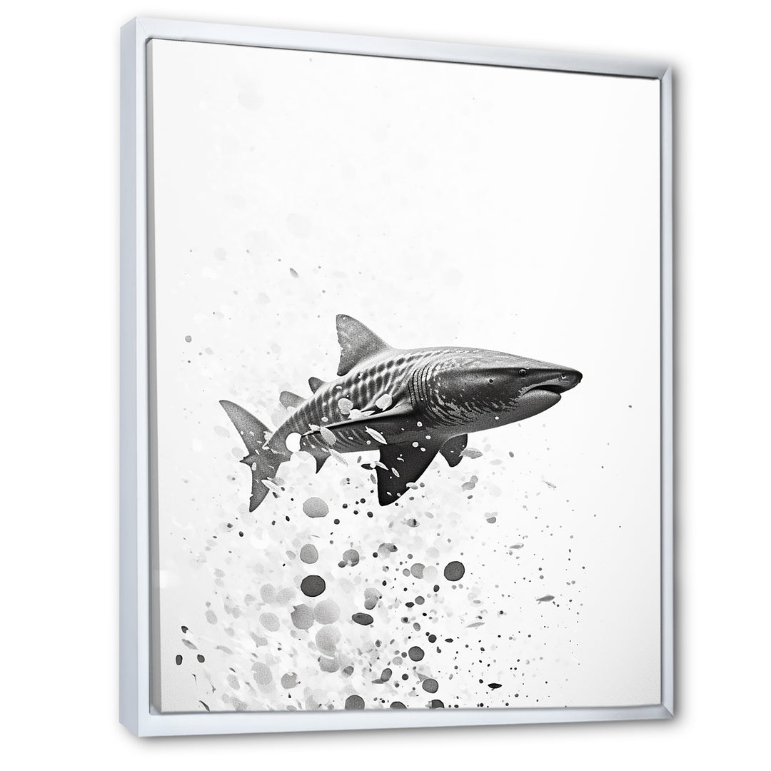 Monochrome Grey Shark Dance - Shark Wall Art Prints