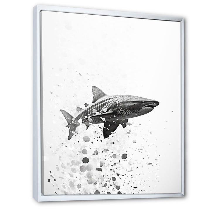 Monochrome Grey Shark Dance - Shark Wall Art Prints