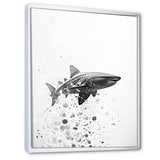 Monochrome Grey Shark Dance - Shark Wall Art Prints