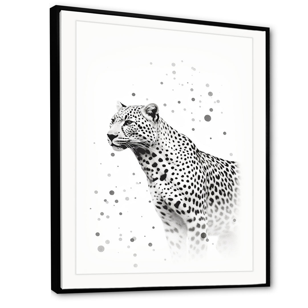 Minimalism Black And White Leopard Portrait - Gray Leopard Wall Art