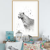 Minimalism Black And White Leopard Portrait - Gray Leopard Wall Art