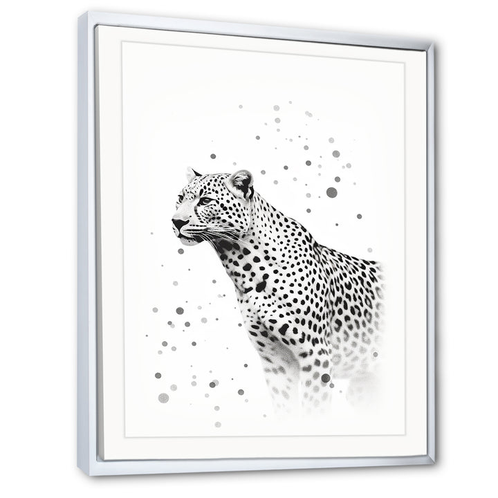 Minimalism Black And White Leopard Portrait - Gray Leopard Wall Art