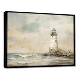 Minimal Grey Light House - Coastal Canvas Wall Art