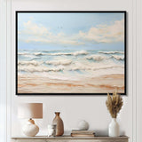 Modern Coastal Beige And Blue Beach - Coastal Canvas Wall Art