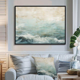 Modern Coastal Beige And Blue River I - Coastal Canvas Wall Art