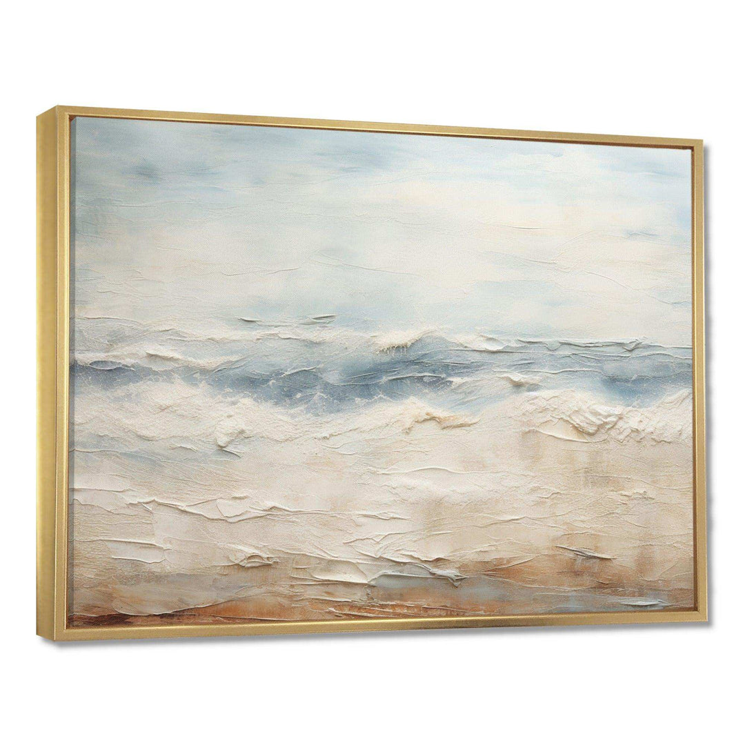 Modern Coastal Beige And Grey River - Coastal Canvas Wall Art