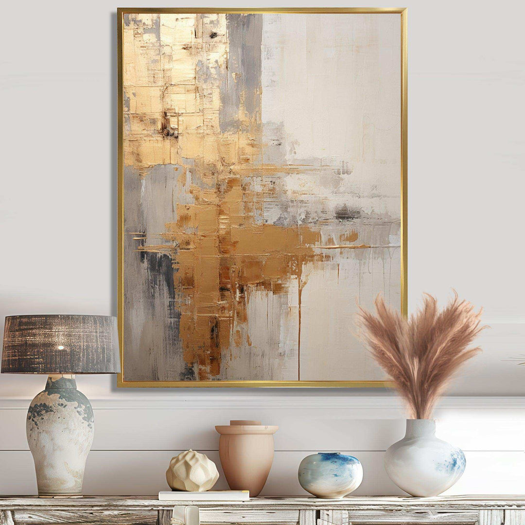 Gold And Beige Soft Fusion I - Coastal Canvas Wall Art