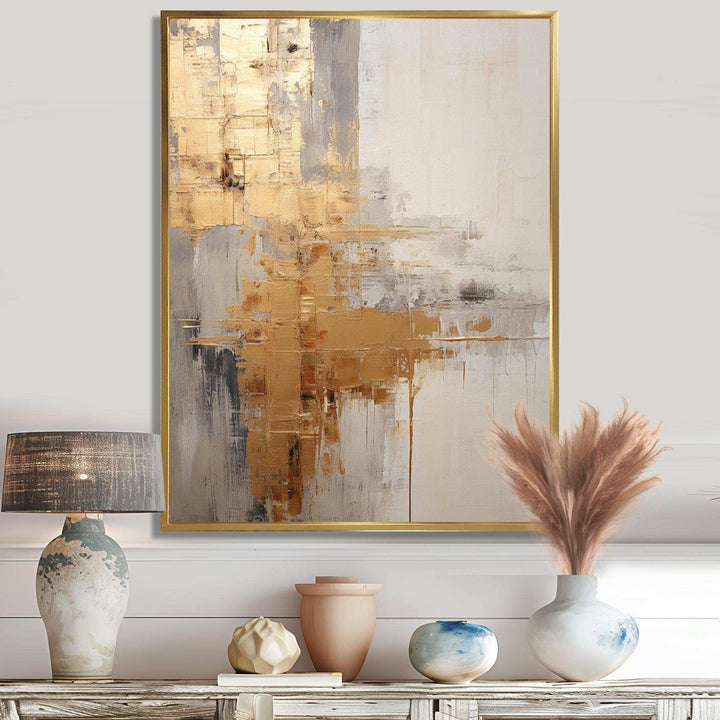 Gold And Beige Soft Fusion I - Coastal Canvas Wall Art