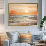 Beige And Golden Beach Sunset Paradise II - Coastal Canvas Wall Art