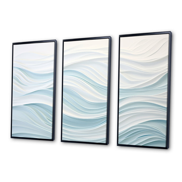 Blue And White Simplicity Wave - Split Panel Canvas Art