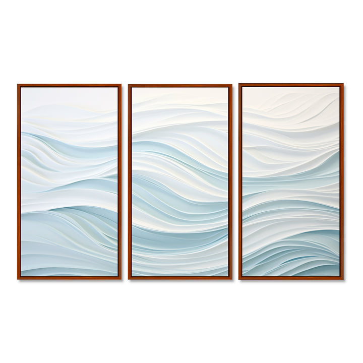 Blue And White Simplicity Wave - Split Panel Canvas Art