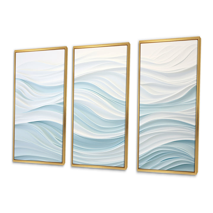 Blue And White Simplicity Wave - Split Panel Canvas Art