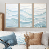 Blue And White Simplicity Wave - Split Panel Canvas Art