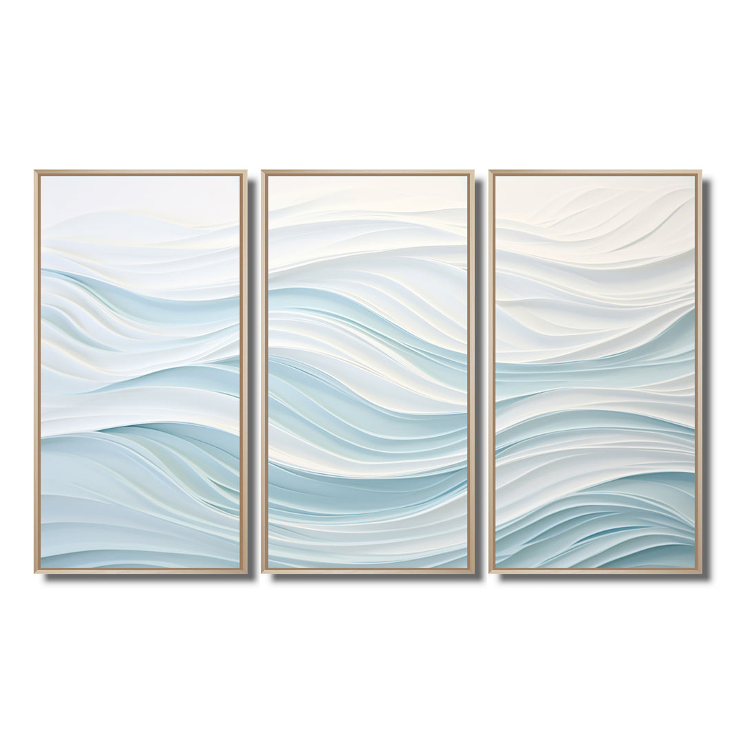Blue And White Simplicity Wave - Split Panel Canvas Art