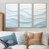 Blue And White Simplicity Wave - Split Panel Canvas Art