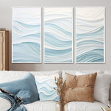 Blue And White Simplicity Wave - Split Panel Canvas Art