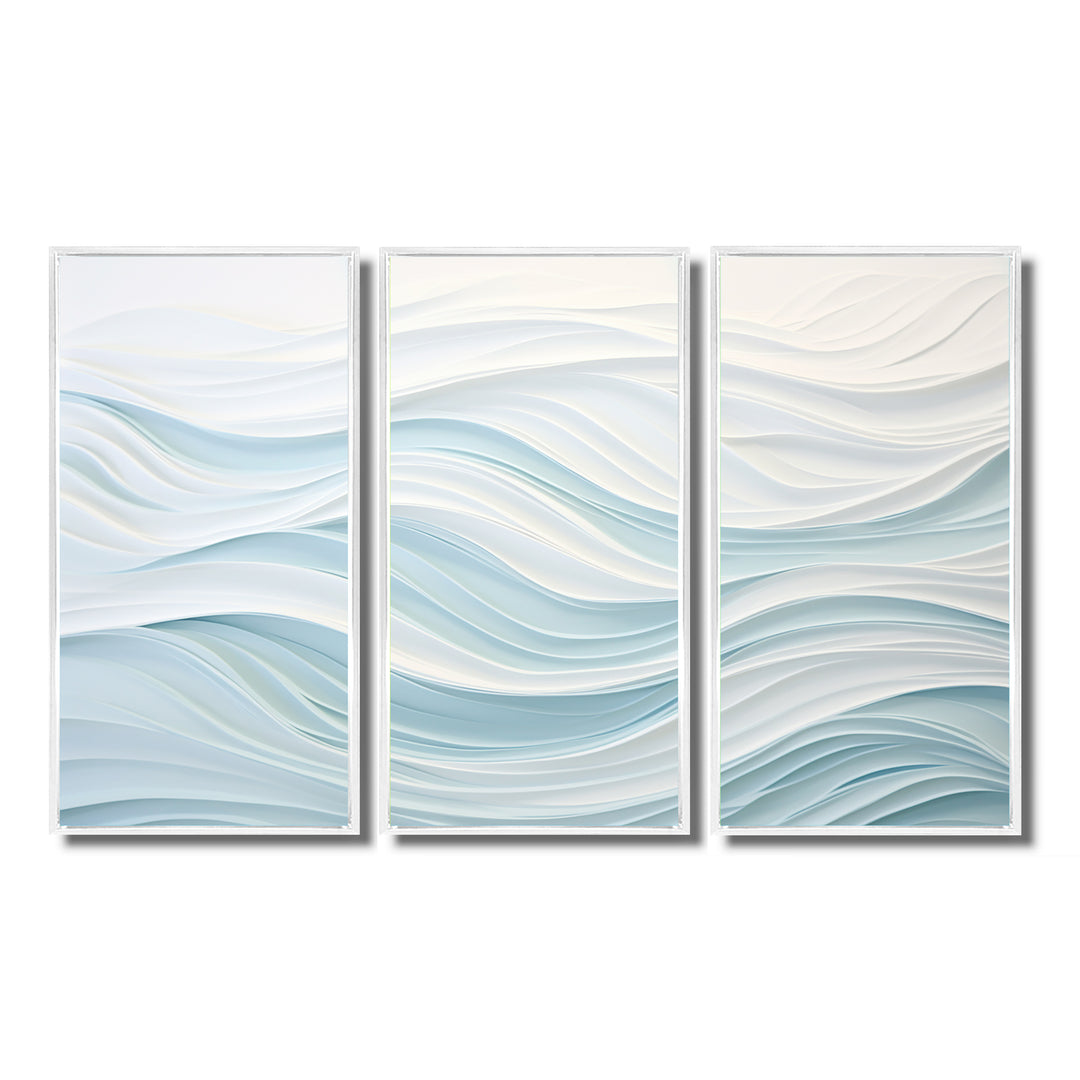 Blue And White Simplicity Wave - Split Panel Canvas Art
