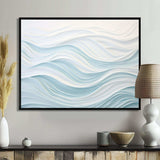 Blue And White Simplicity Wave - Abstract Canvas Wall Art