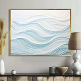 Blue And White Simplicity Wave - Abstract Canvas Wall Art