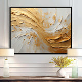 Gold And Beige Soft Wave Paint - Abstract Canvas Wall Art