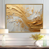 Gold And Beige Soft Wave Paint - Abstract Canvas Wall Art