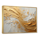 Gold And Beige Soft Wave Paint - Abstract Canvas Wall Art