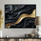 Gold And Black Soft Wave Fusion - Abstract Canvas Wall Art