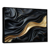 Gold And Black Soft Wave Fusion - Abstract Canvas Wall Art