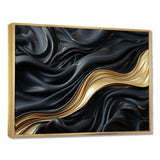 Gold And Black Soft Wave Fusion - Abstract Canvas Wall Art