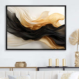 Gold And Black Soft Wave Fusion IV - Abstract Canvas Wall Art