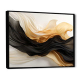 Gold And Black Soft Wave Fusion IV - Abstract Canvas Wall Art