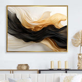 Gold And Black Soft Wave Fusion IV - Abstract Canvas Wall Art