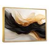 Gold And Black Soft Wave Fusion IV - Abstract Canvas Wall Art