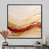 Gold And Red Soft Wave Fusion - Abstract Canvas Wall Art