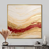 Gold And Red Soft Wave Fusion - Abstract Canvas Wall Art