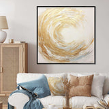 Gold And White Soft Wave Vortex - Abstract Canvas Wall Art